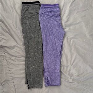 2 Prana Gray and Purple Leggings Stretchy Athletic Wear